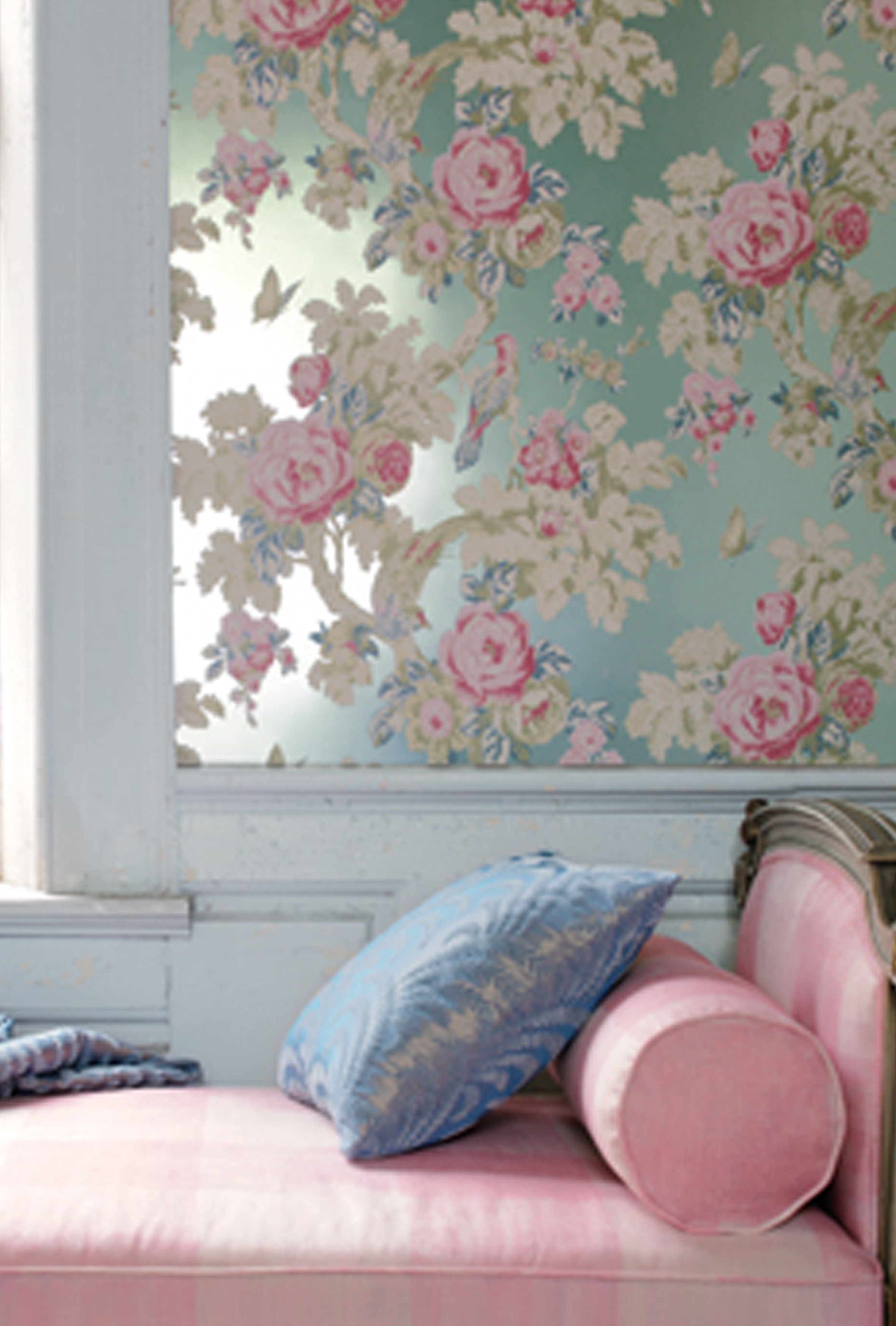 Metal Foil Background On The Anna French Bird In Bush Wallpaper