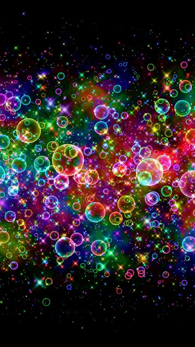 Colorful Neon Light Bubbles iPhone 5 5S 5C Wallpaper