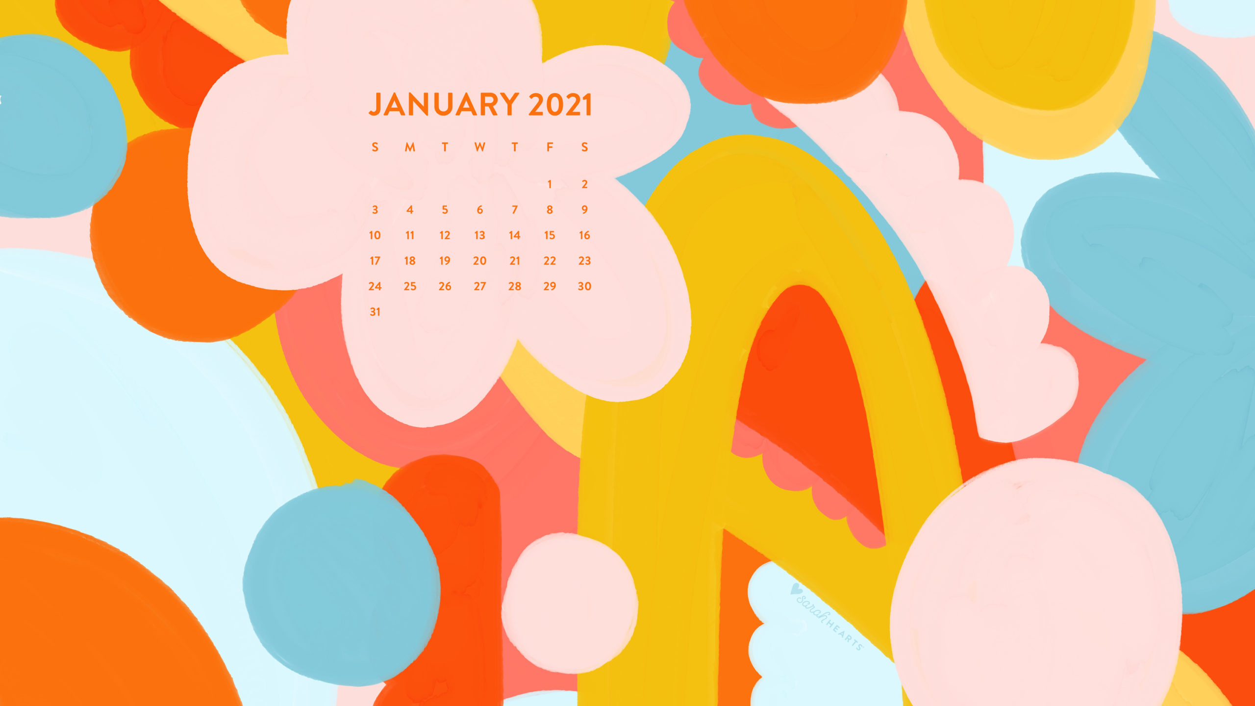 January Calendar Wallpaper Sarah Hearts