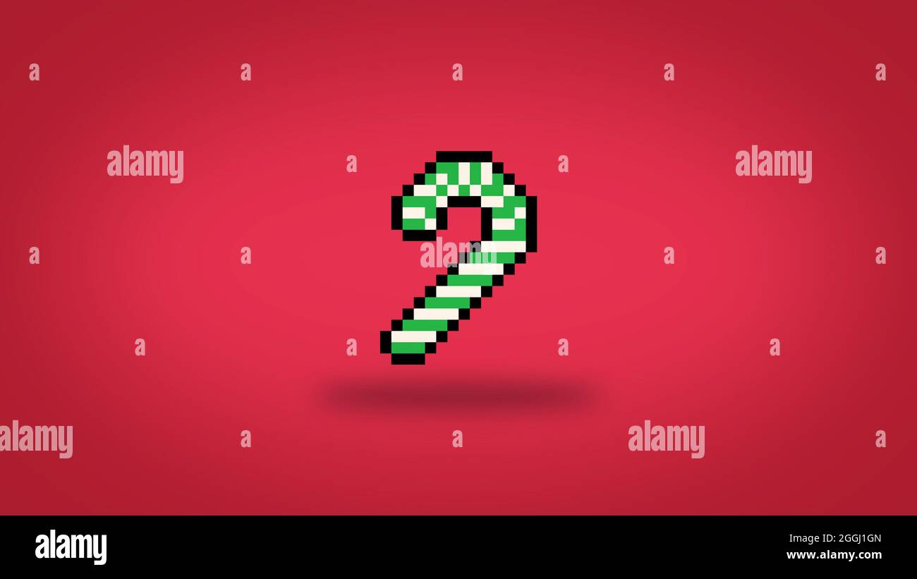 Cute Pixel Bit Green Candy Cane Background High Res Christmas