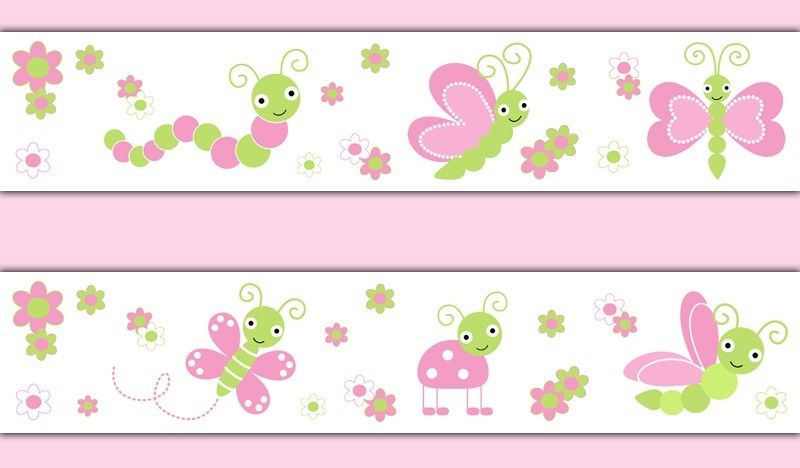 Butterfly Ladybug Dragonfly Wallpaper Border Wall Decals Baby Girl