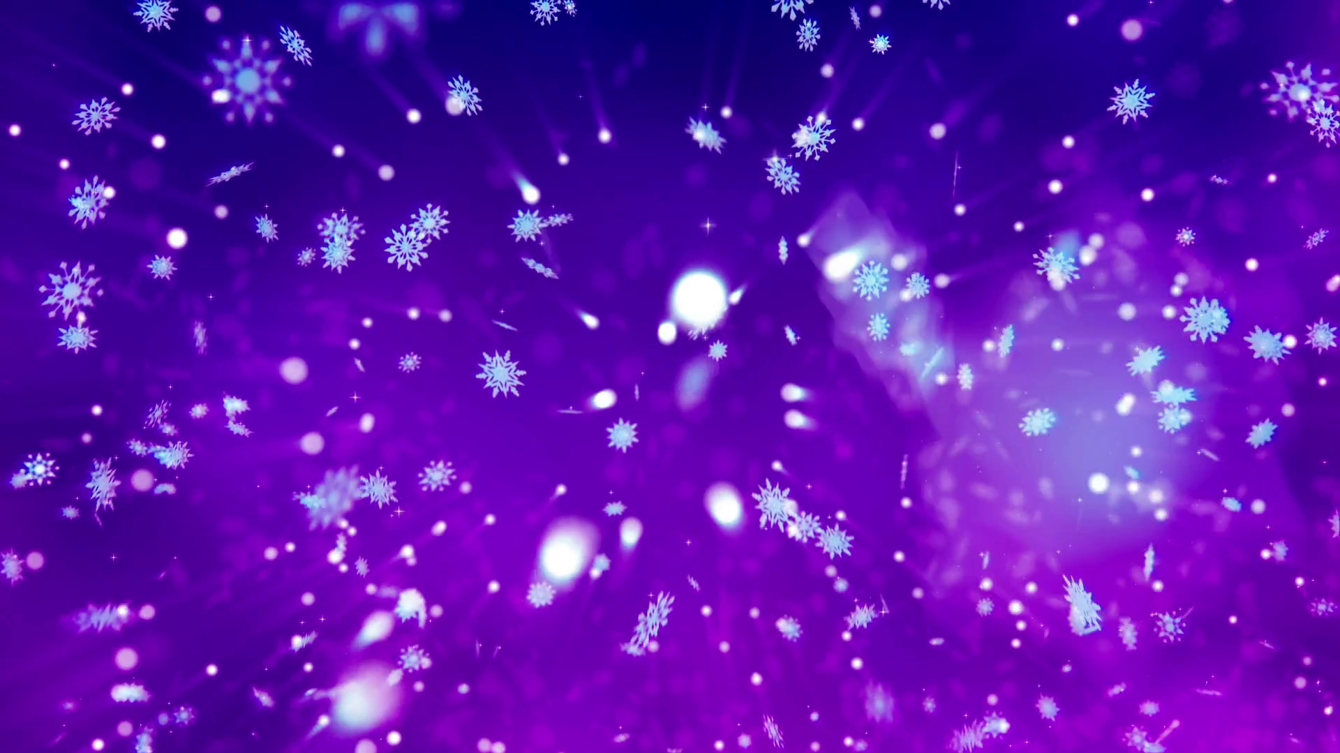 Snow Flakes Slowly Drop Down On A Violet Background Happy New