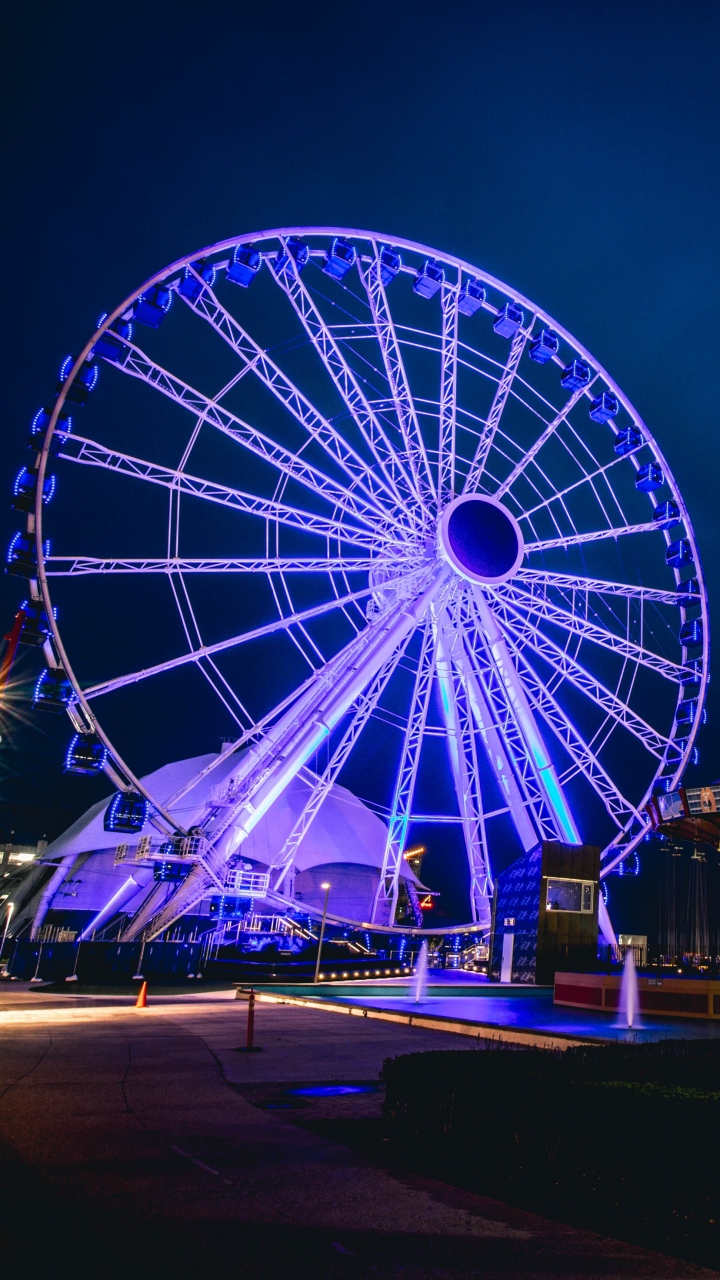 Ferris Wheel Night Backlight Wallpaper