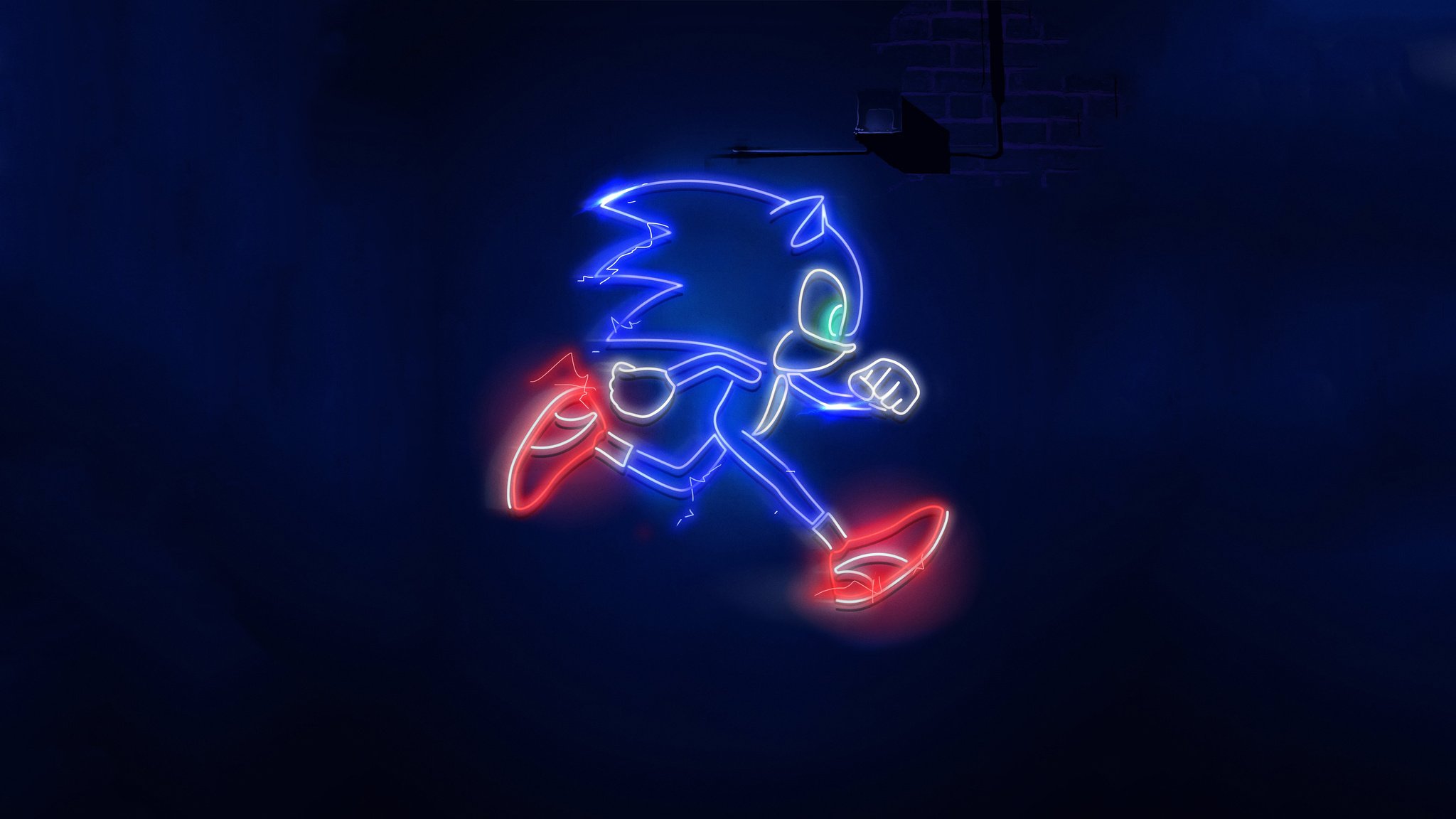 Neon Sonic the Hedgehog running