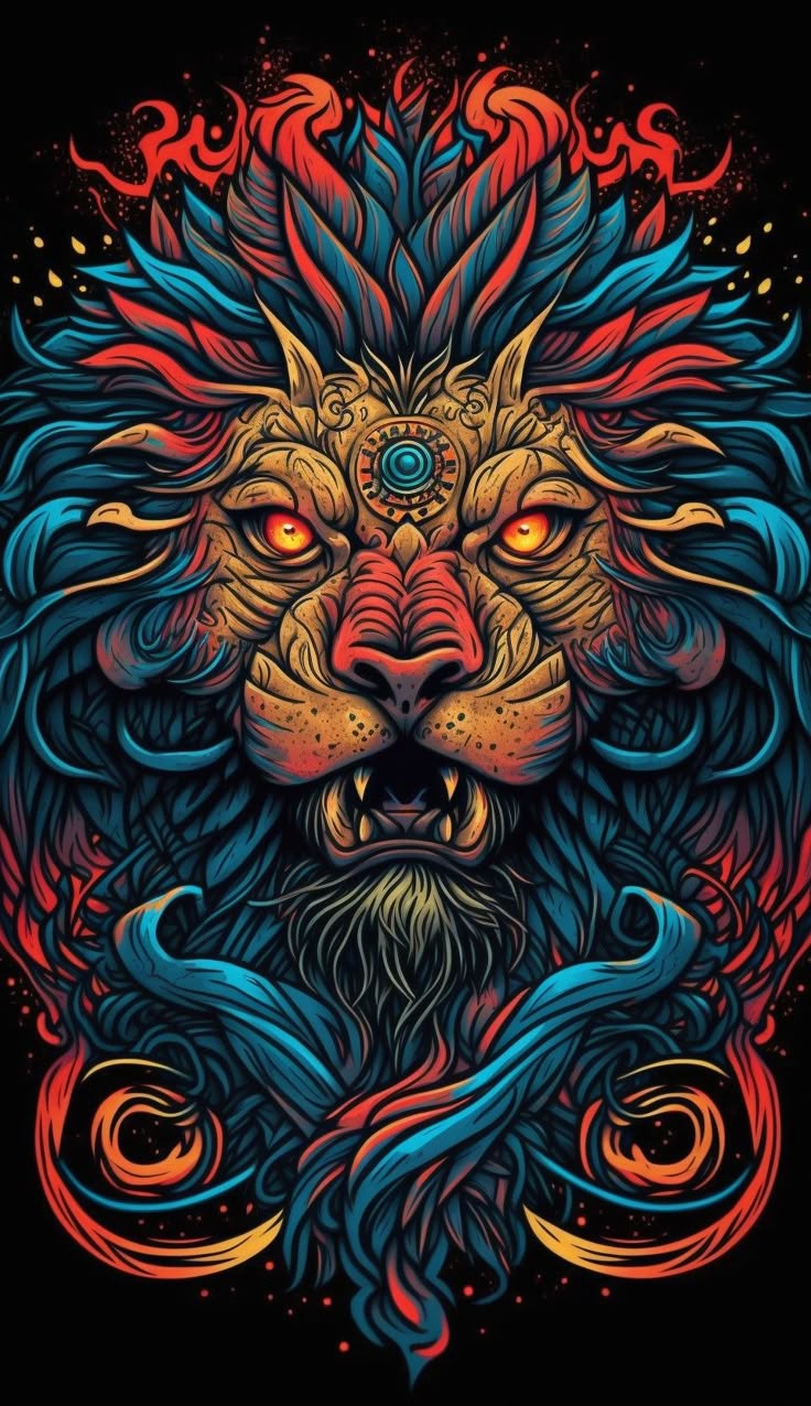 Angry Lion Artistic Wallpaper