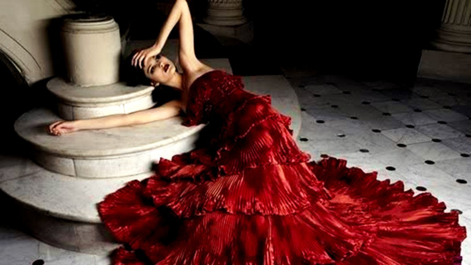 Daydreaming Image Beauty In Red Dress HD Wallpaper And Background