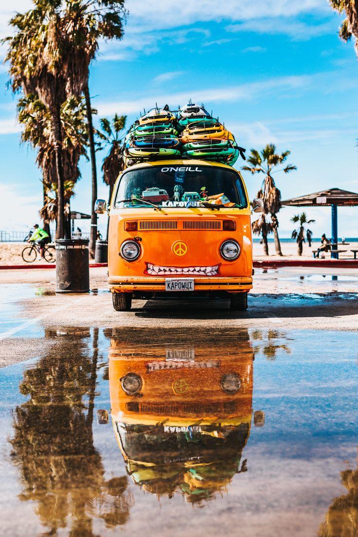 Orange Volkswagen Bi Bus Surfing Summer 5k Wallpaper