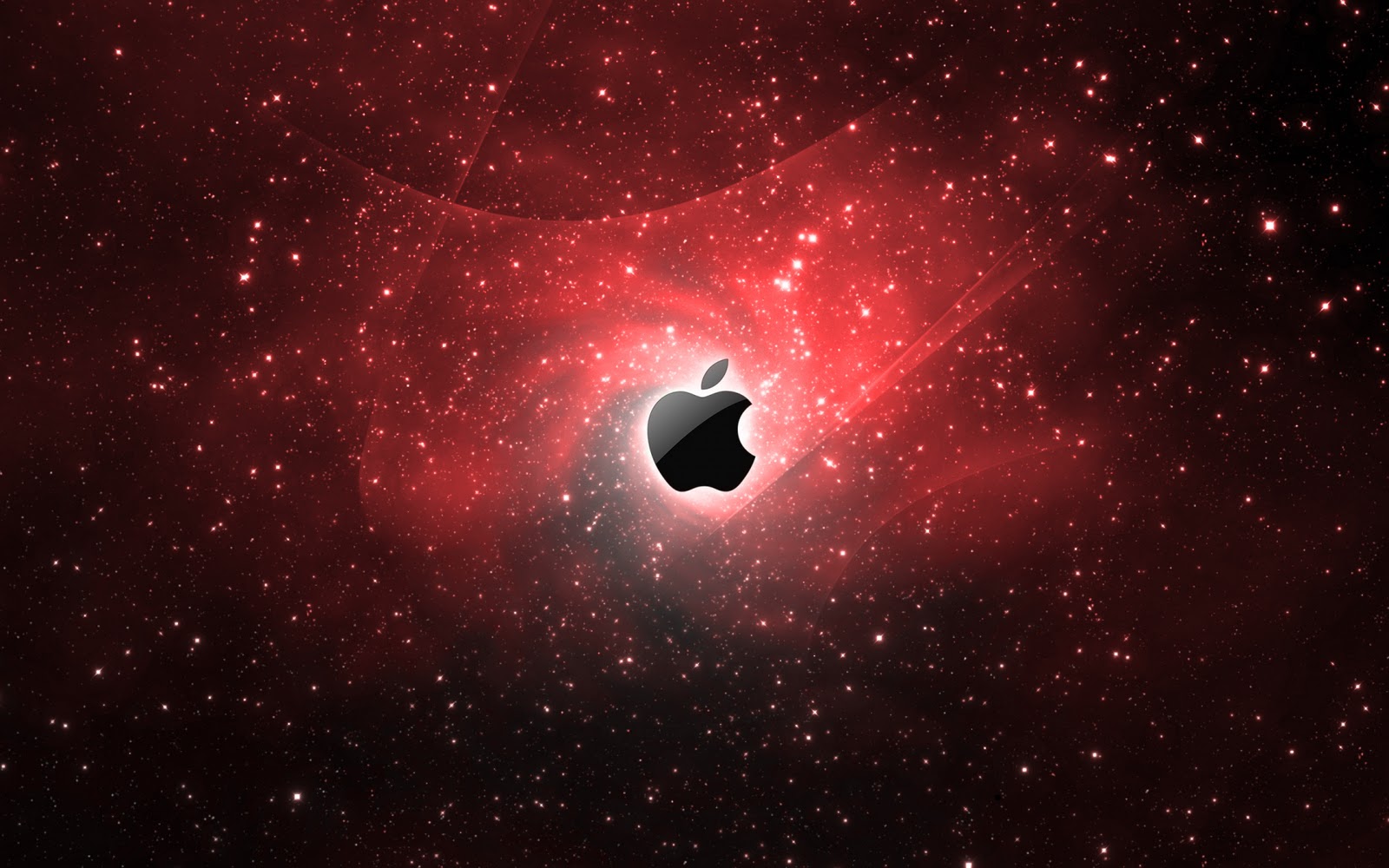 Red Apple Mac Galaxy Wallpaper Background With