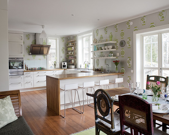 White Bar Stools Swedish Kitchen Design Ideas With Wooden Dining Set