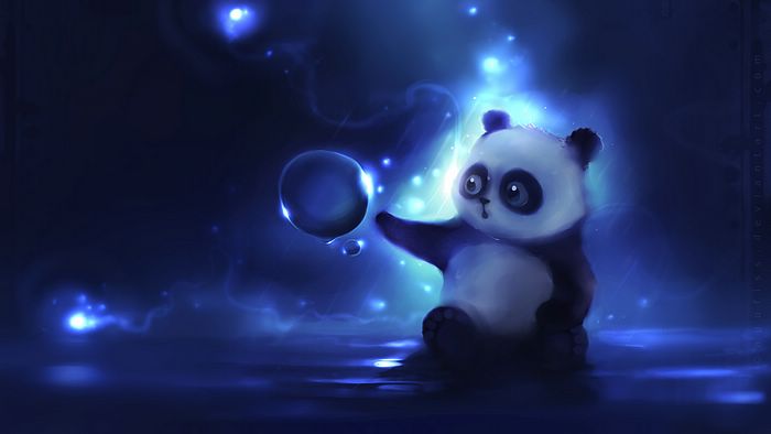 Apofiss Super Cute Baby Panda Character Painting Wallpaper