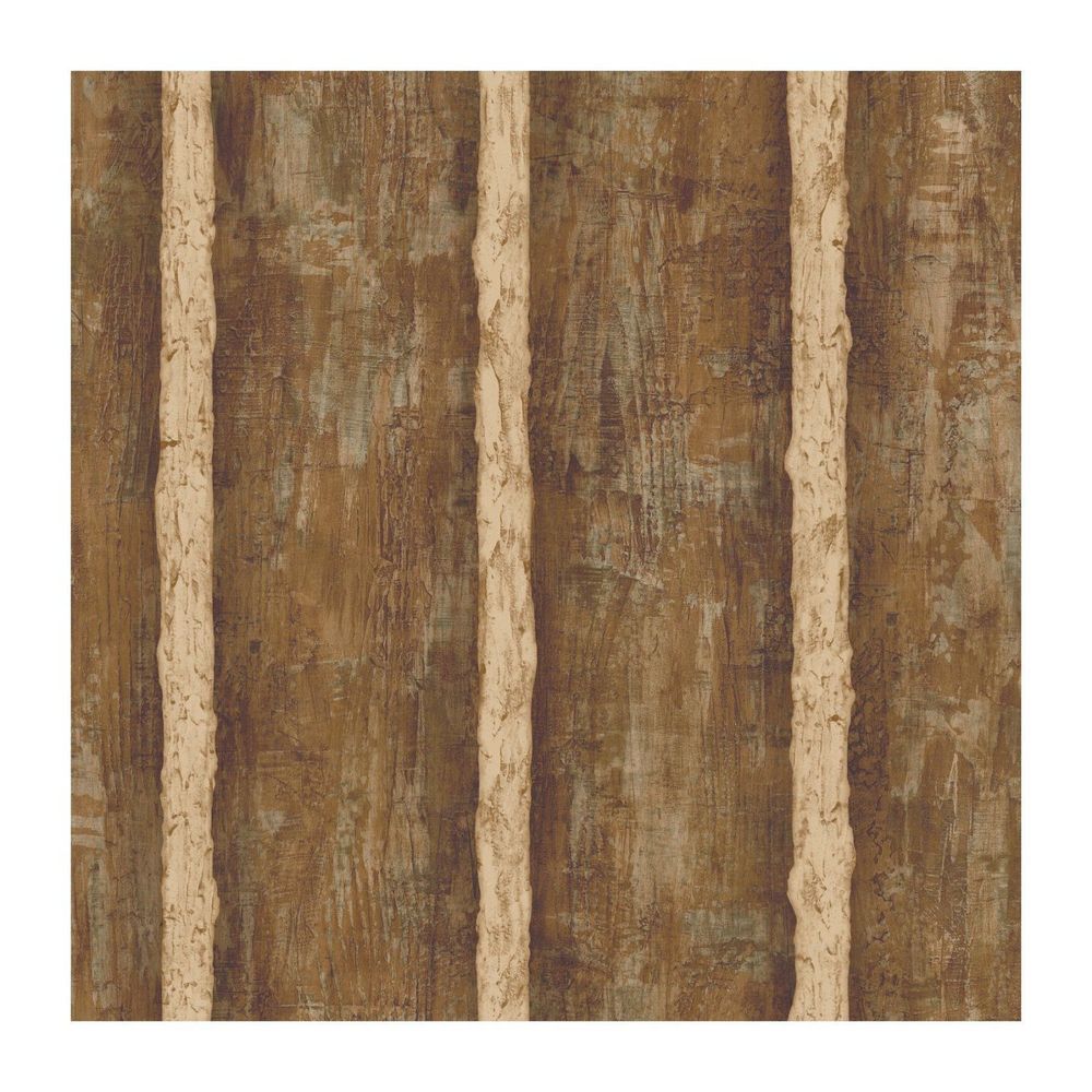 Walnut Brown Faux Log Cabin With Cream Grout Wallpaper Wg0437