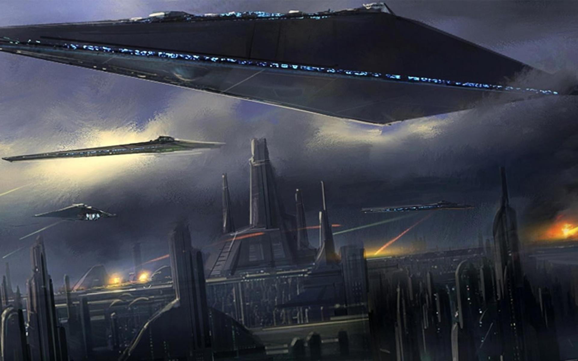 Futuristic Spaceships Science Fiction Artwork Coruscant Wallpaper