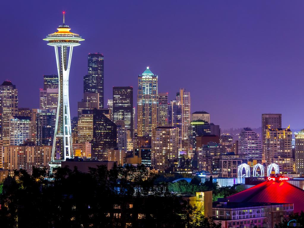 Wallpaper Space Needle Seattle At Night X
