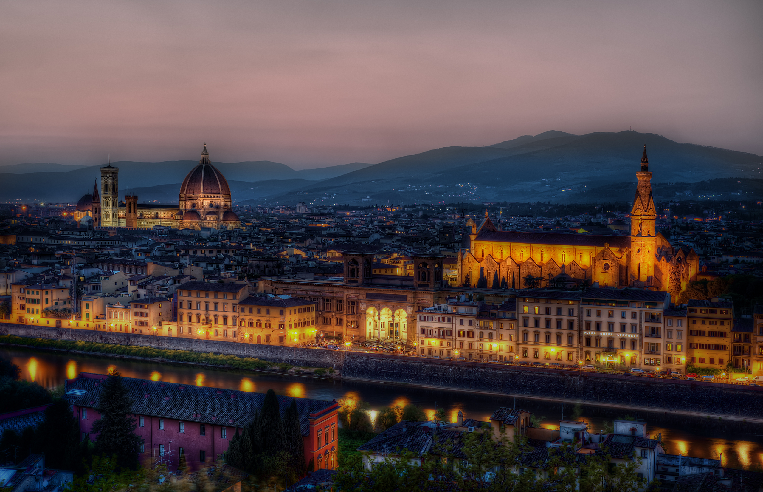 Dusk In Florence HD Wallpaper Beautiful Colorful Italy Romantic City