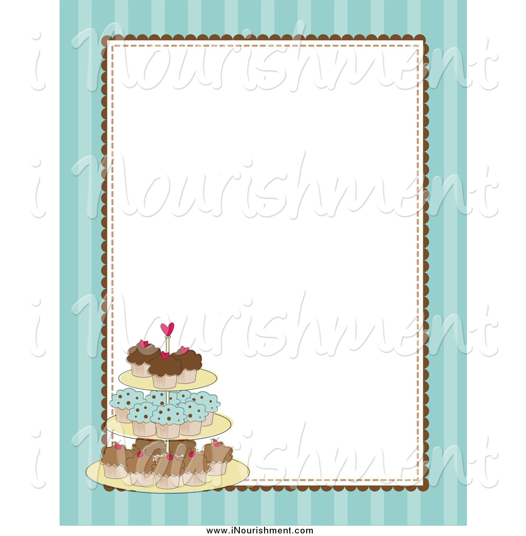 Striped Cupcake Stand Border With A White Background By Maria Bell