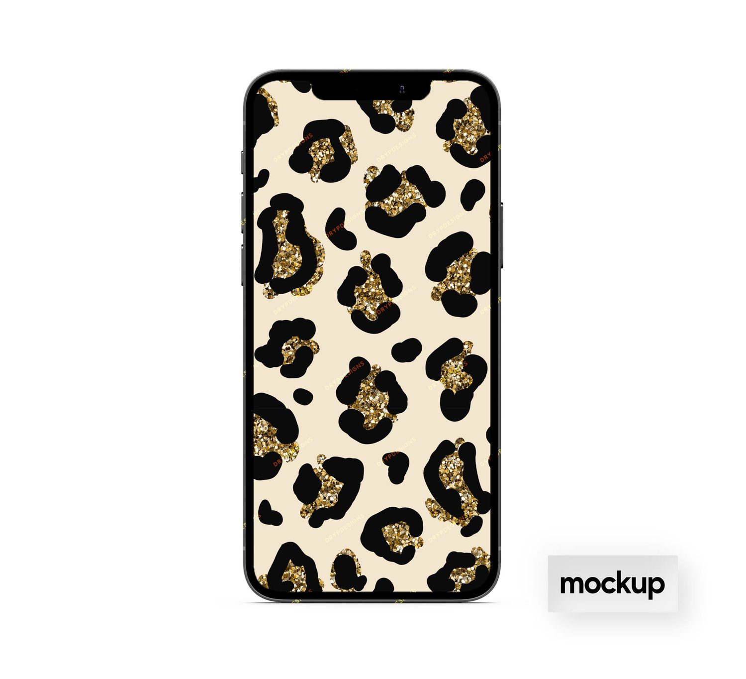 Glitter Leopard Print Phone Wallpaper