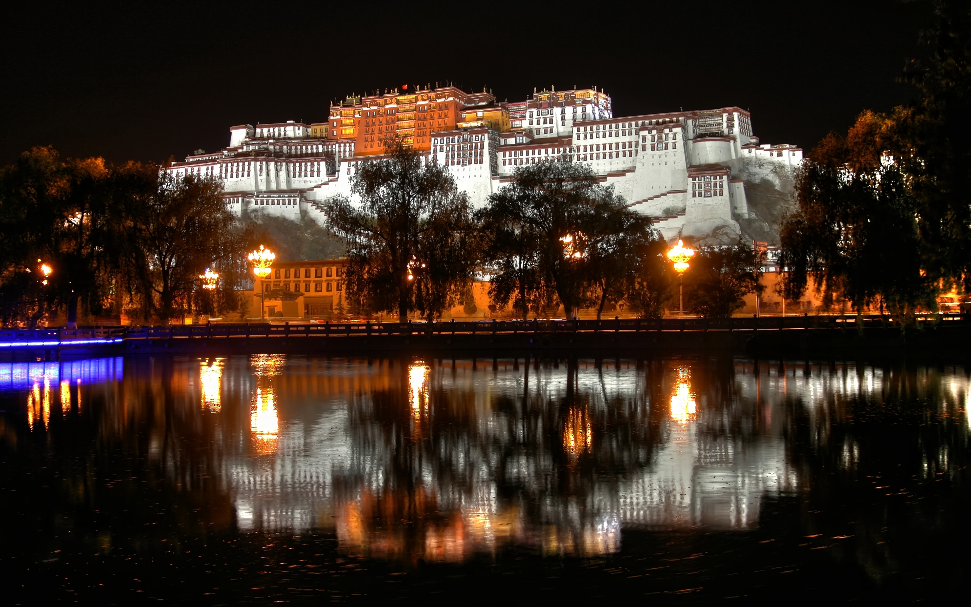 Image China Tibet Lhasa Castle Night Cities