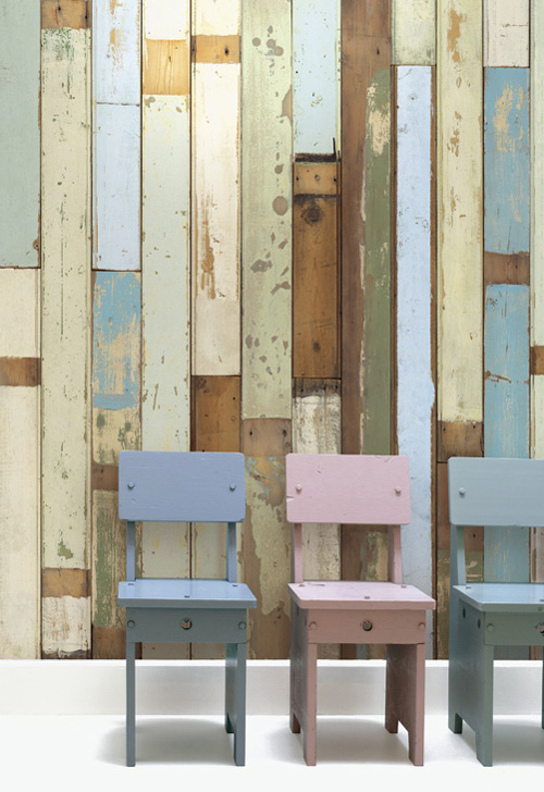 The Look Is Acplished With Scrapwood Wallpaper From