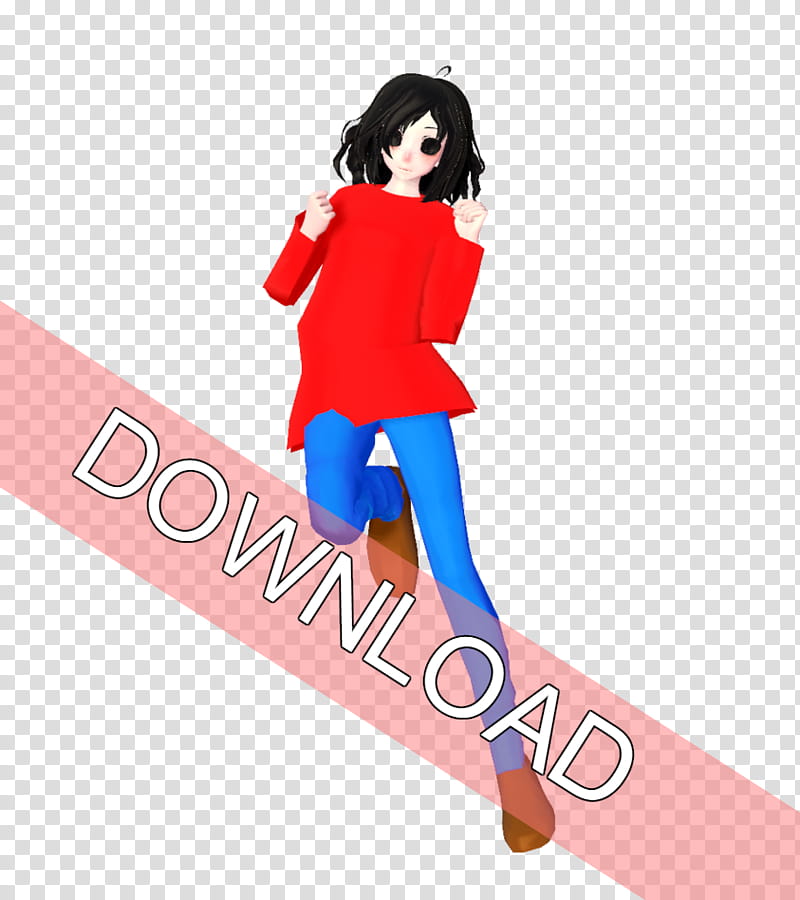 Mmd Playtime Girl Ver Dl Female Character Wearing Red Long