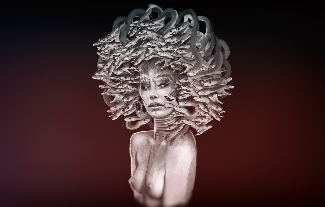Wallpaper Figure Snake Medusa Sculpture Art Woman