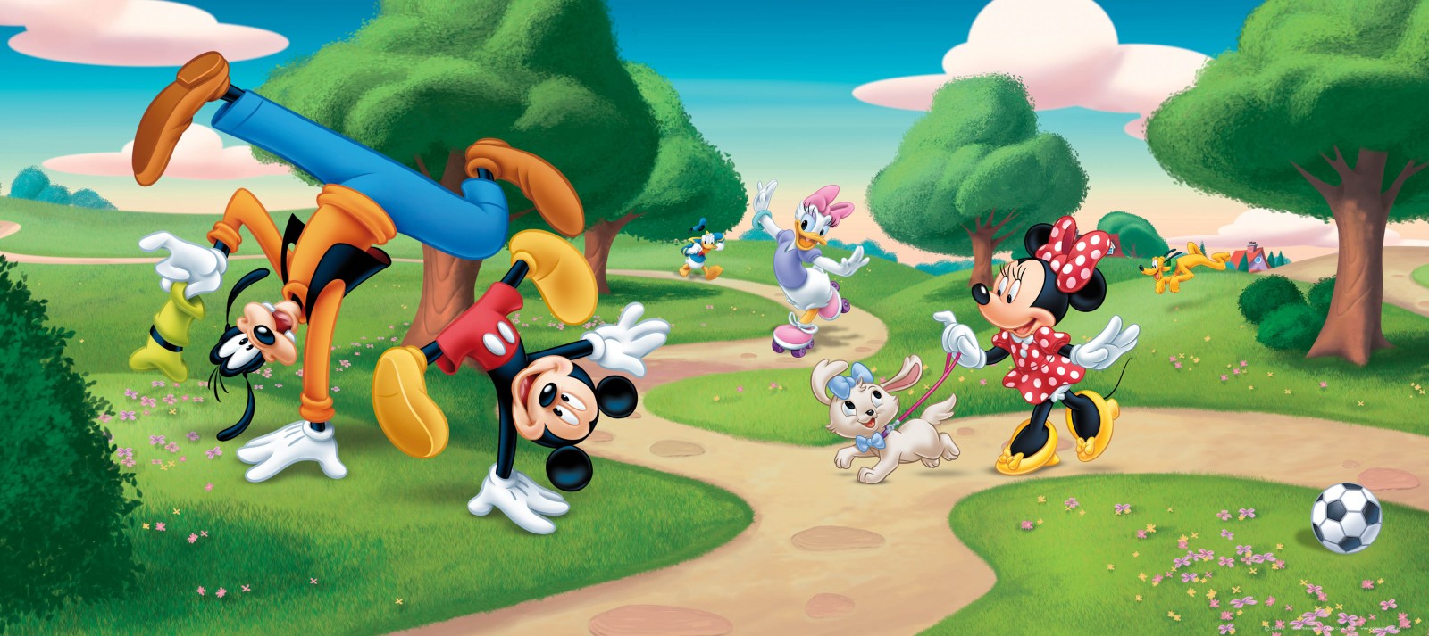 Wall Mural Wallpaper Disney Mickey Mouse Goofy Minnie Daisy At The