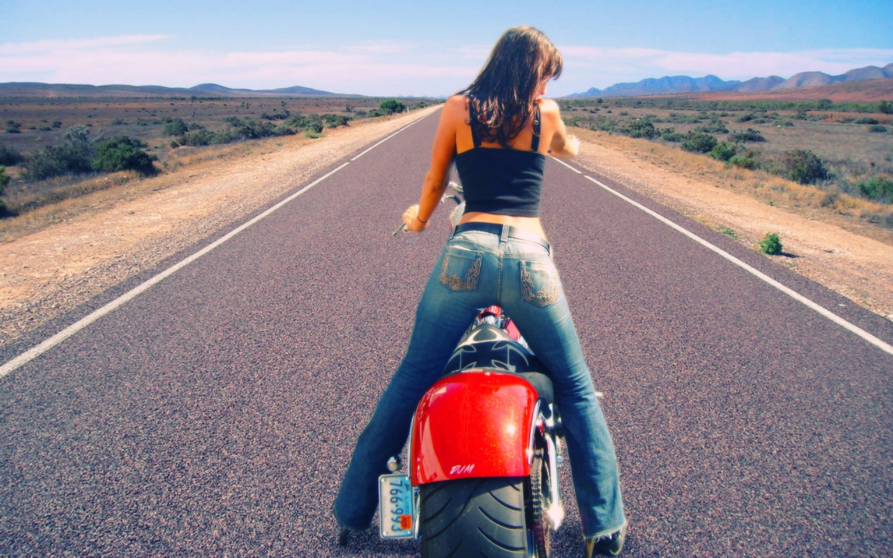 Motorcycle Biker Girls Wallpaper Re