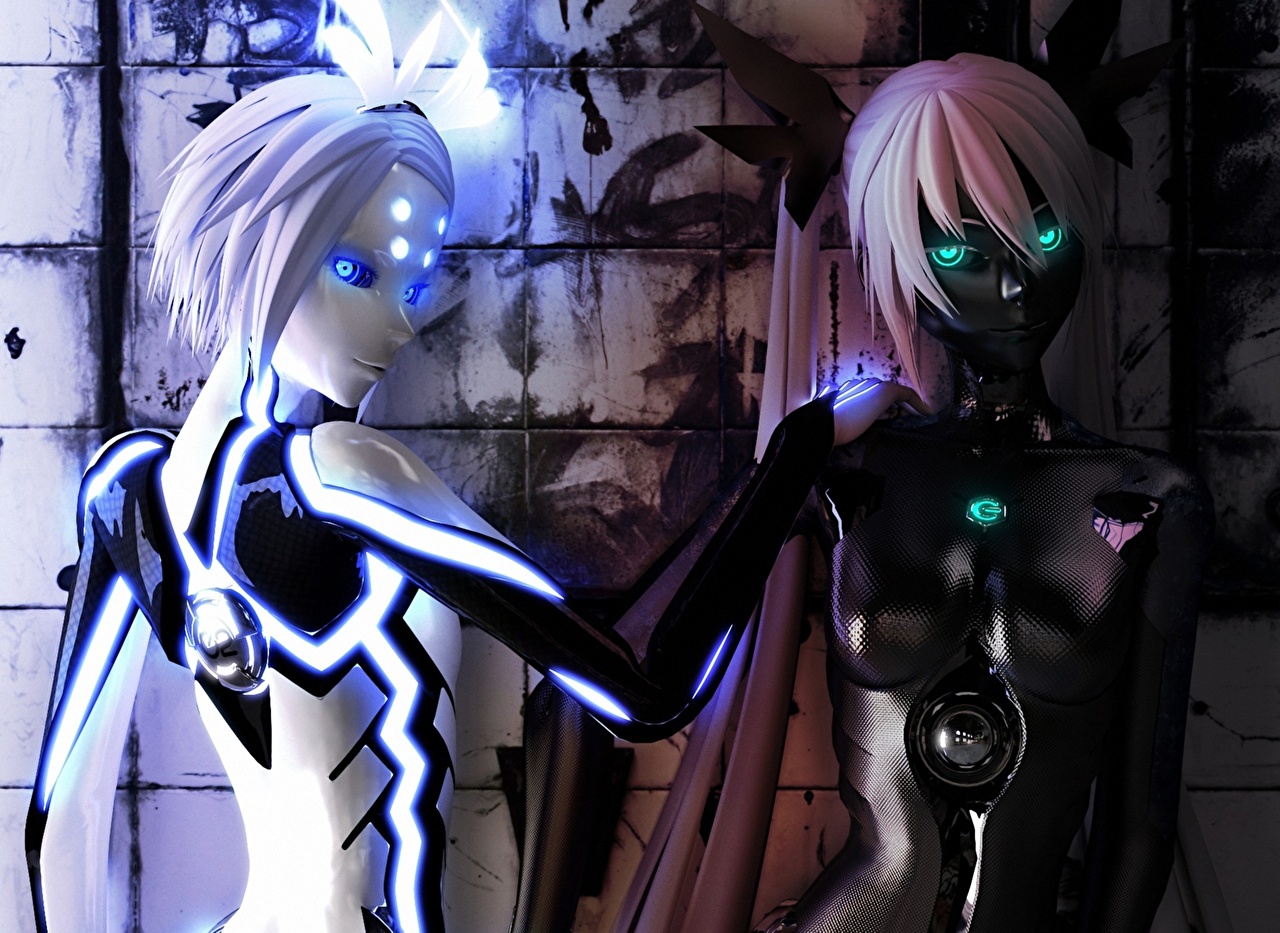 Image Hatsune Miku Robots Phosphorescent Rin Carbon Black