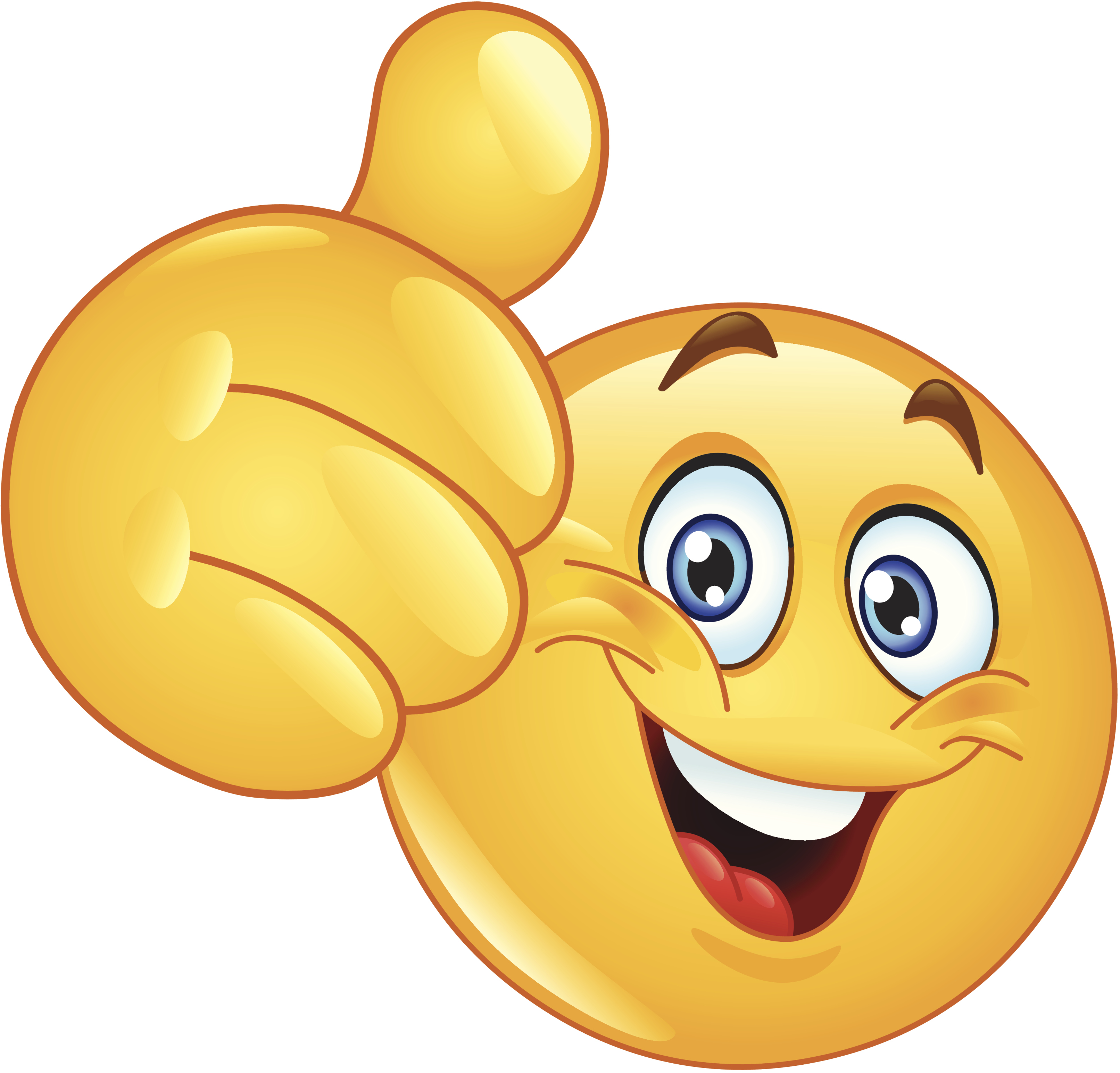 A classic yellow smiley face giving a thumbs-up gesture, expressing approval and positivity