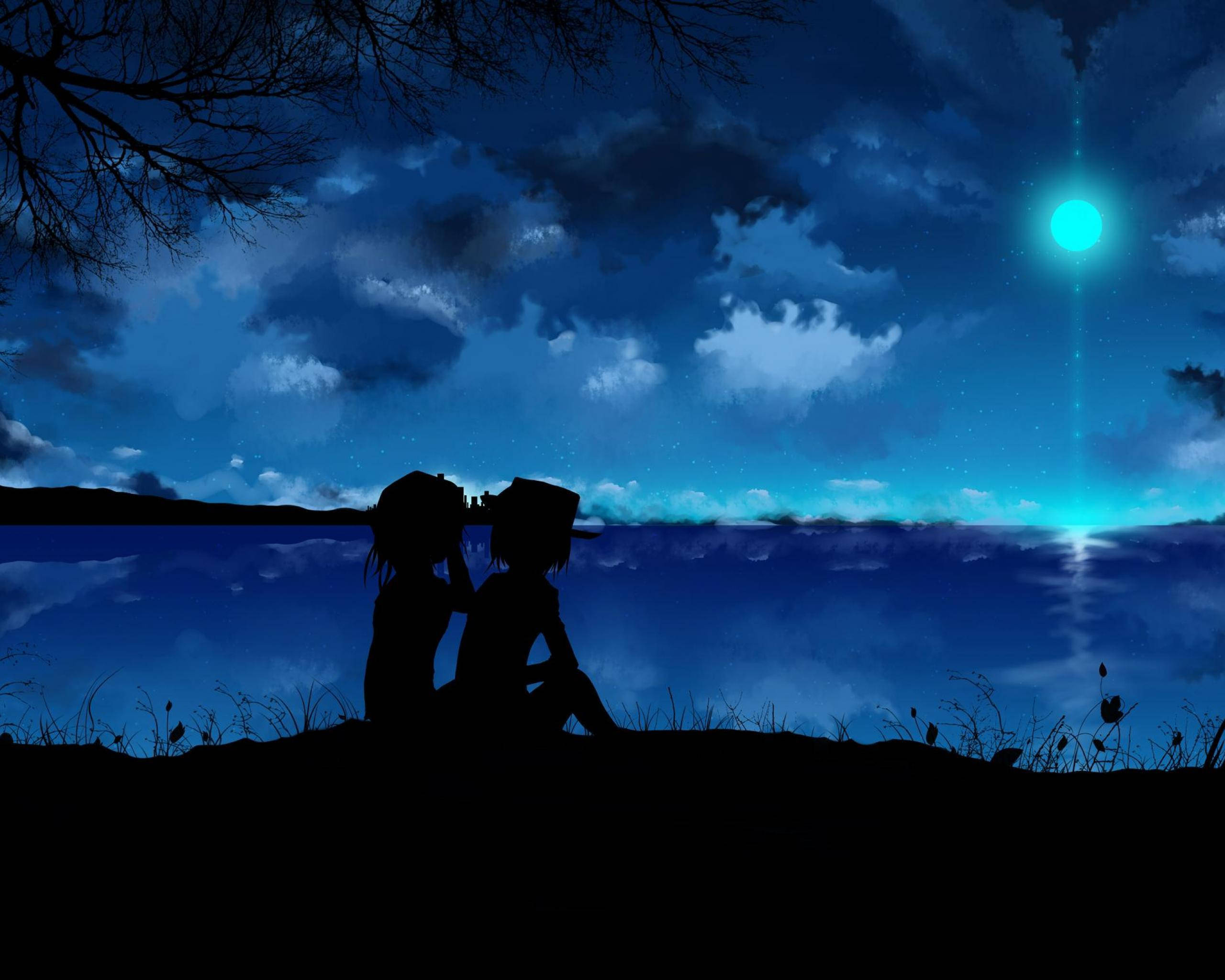 Blue Anime Scenery Wallpaper
