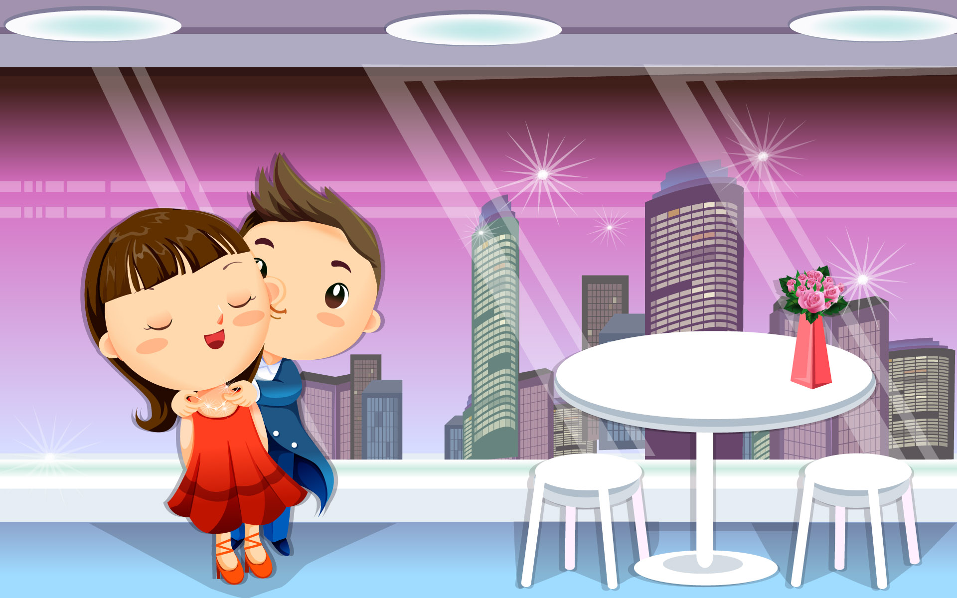 Cartoon Kissing HD Wallpaper