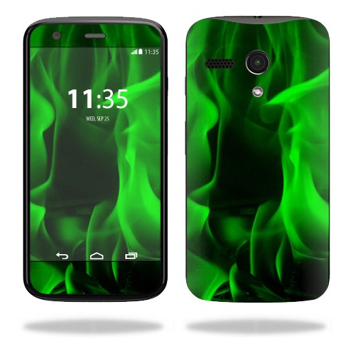 Skin Decal For Motorola Moto G Wrap Cover Sticker Skins Green Flames
