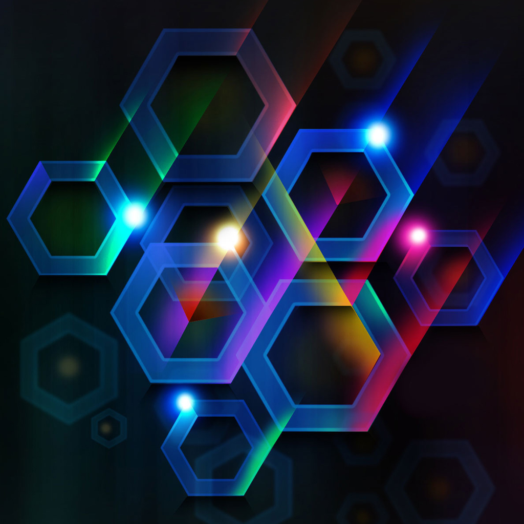 Colorful Hexagons Abstract iPad Wallpaper Cool