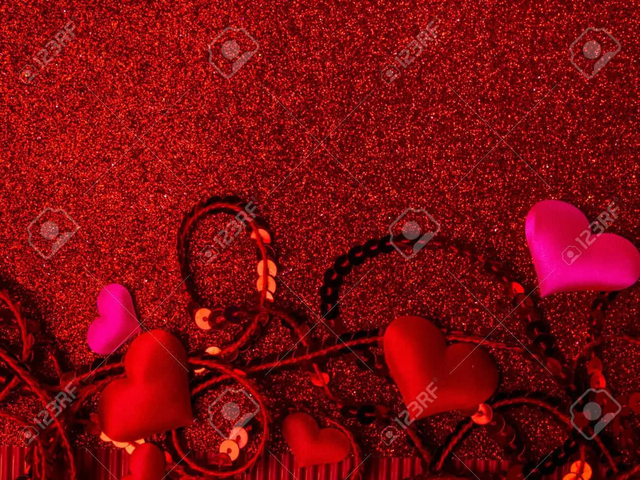 Glitter Pink Hearts Wallpaper