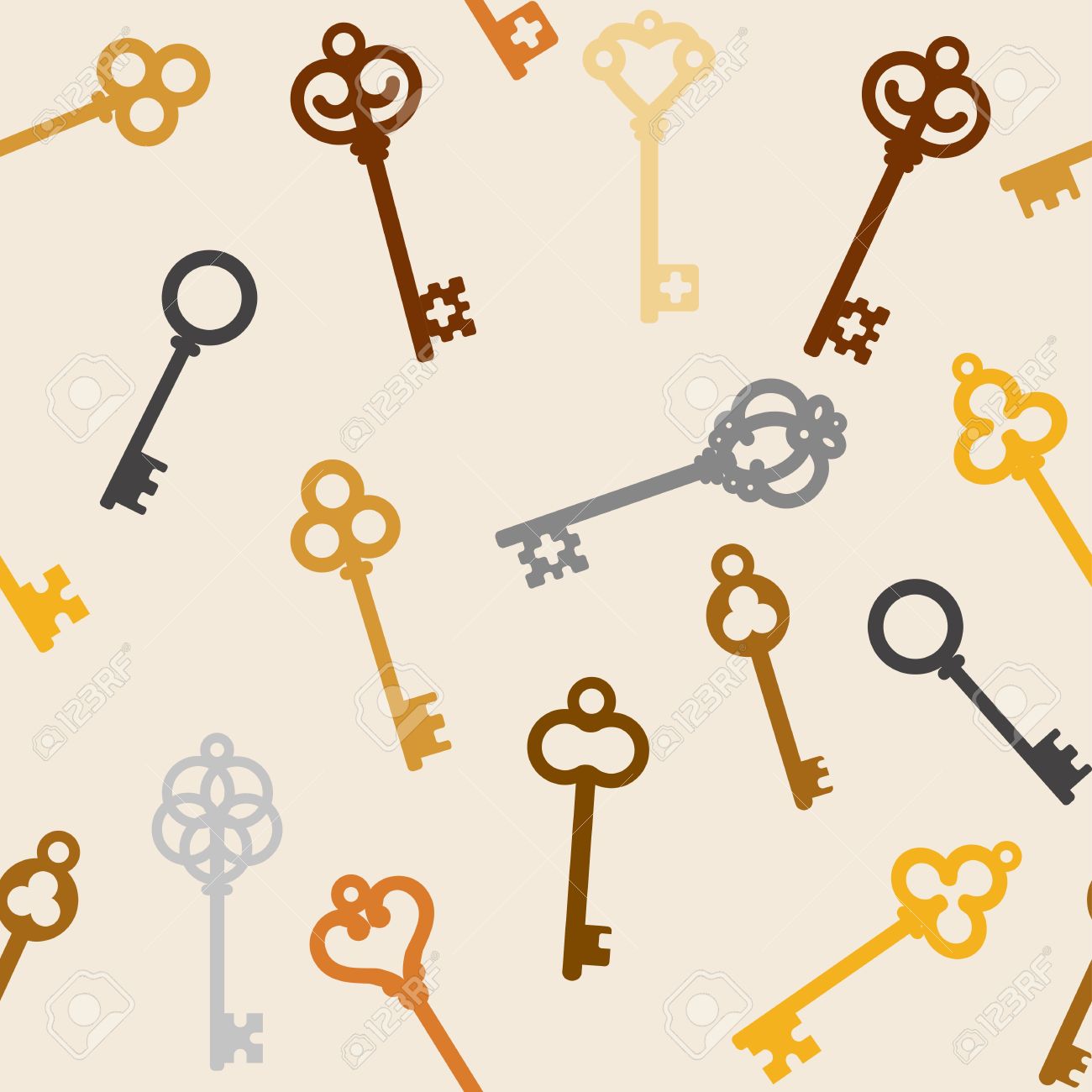 Seamless Background With Antique Skeleton Keys Royalty