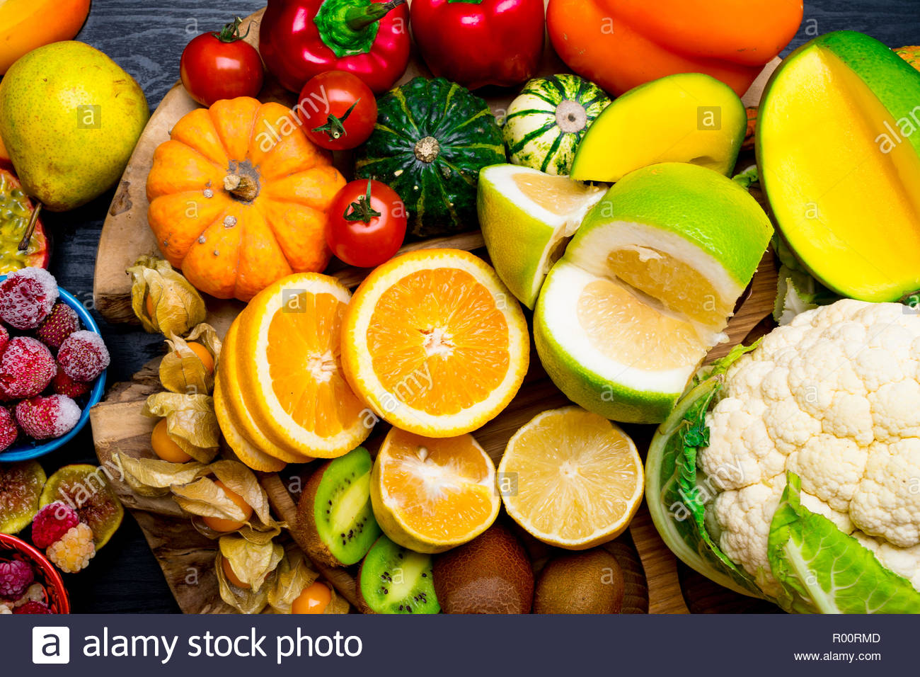 Foods High In Vitamin C Background Healthy Eating Concept