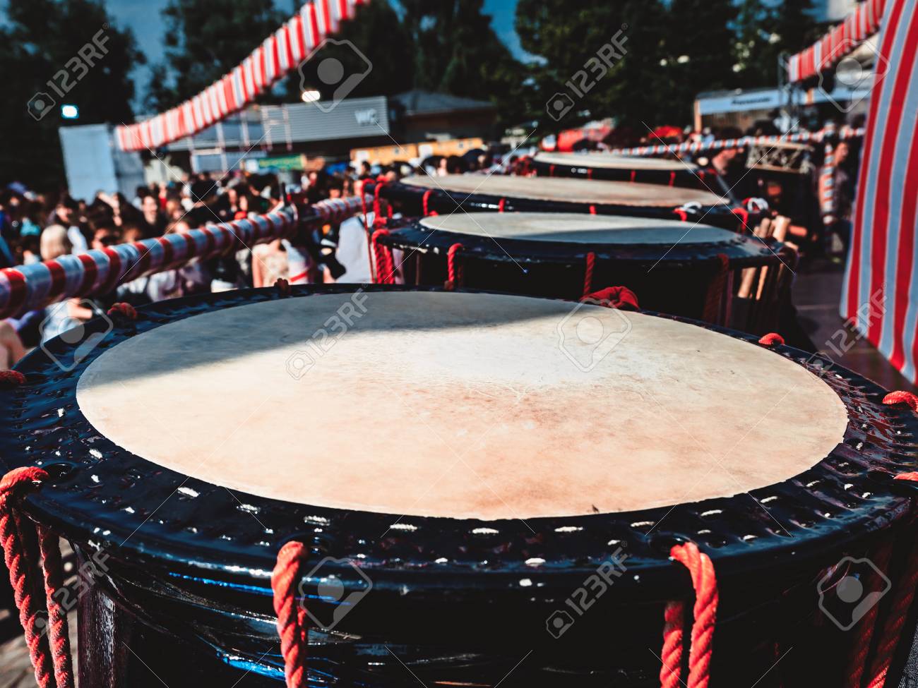 Taiko Drums O Kedo On Scene Background Musical Instrument Of