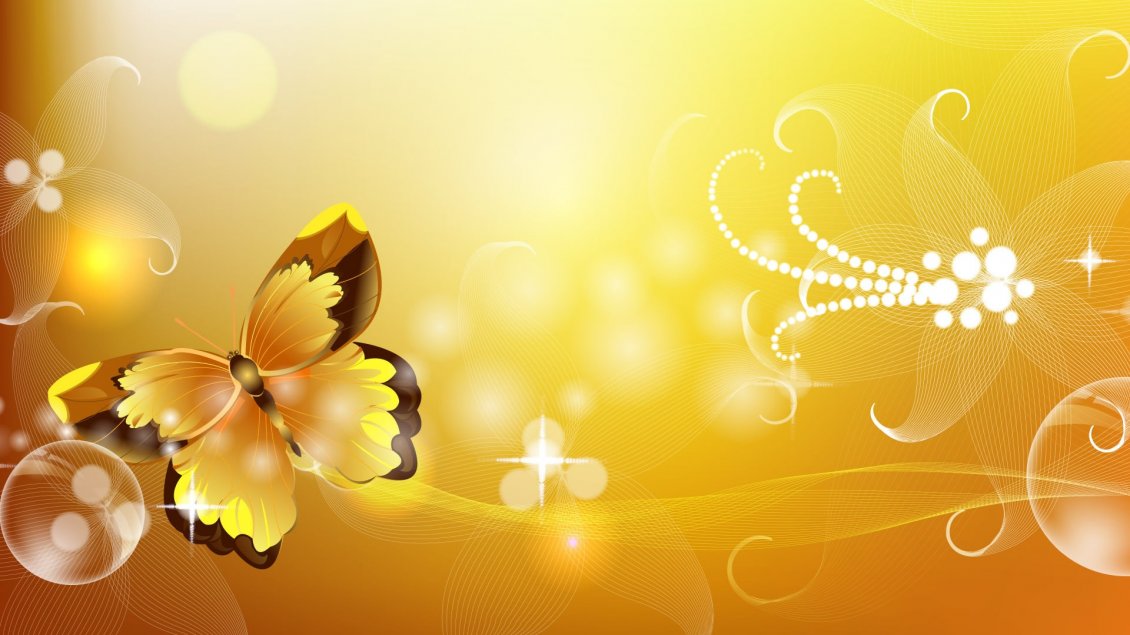 Wallpaper Yellow And Brown Butterfly Vector Design