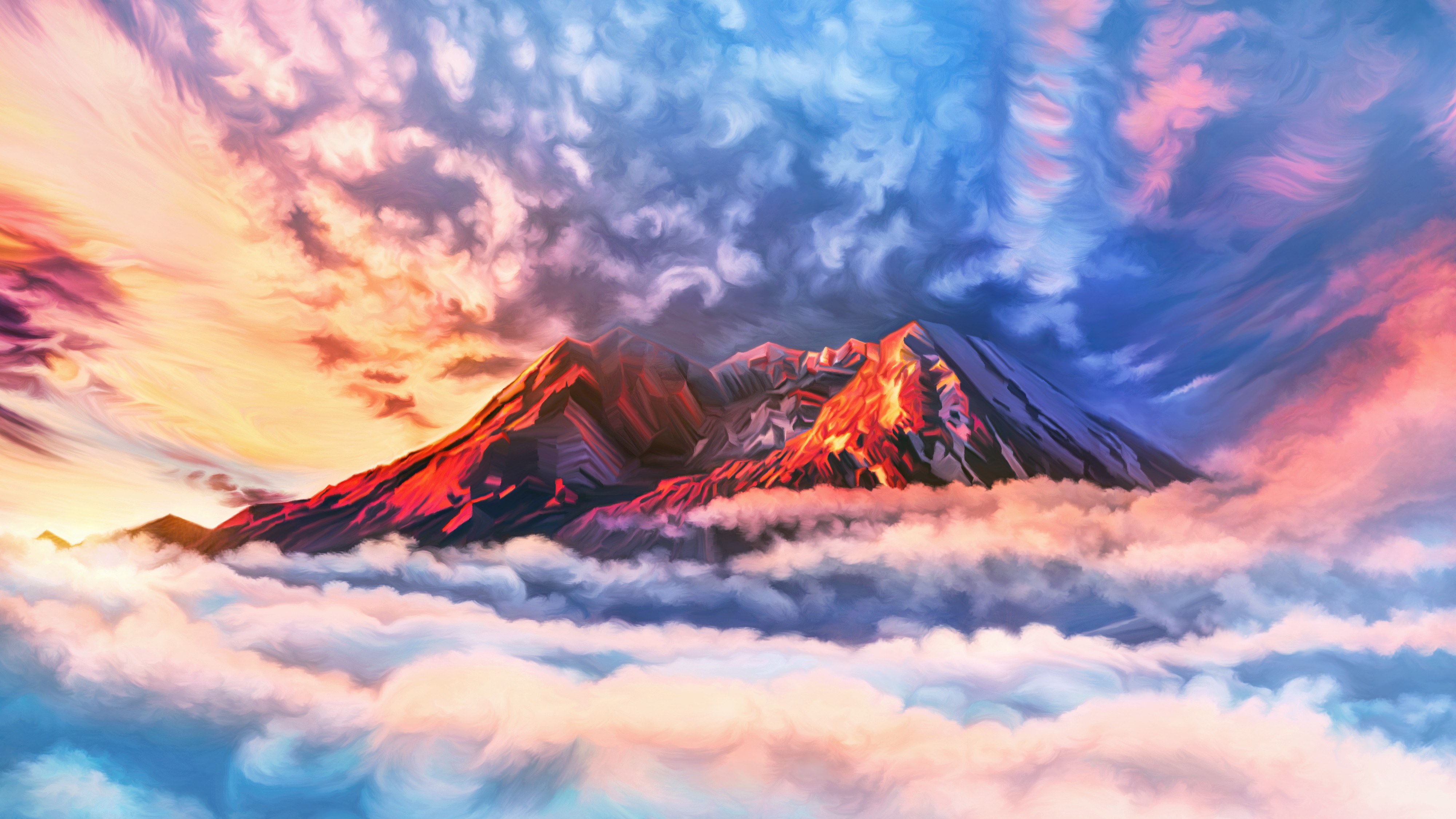 Illustration Artwork Sky Mountains Clouds 4k HD Artist Wallpaper