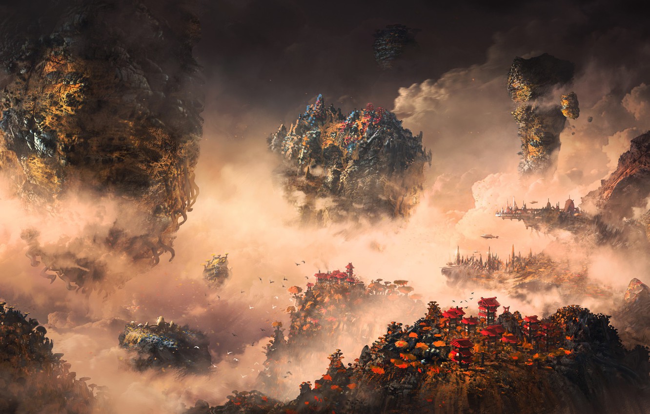Wallpaper Mountains The City Rocks Fantasy Art Fiction