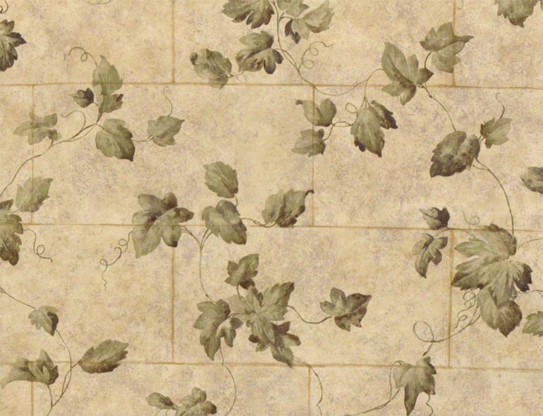 Itm Kitchen Ivy Leaves Bricks Wallpaper Ff22051