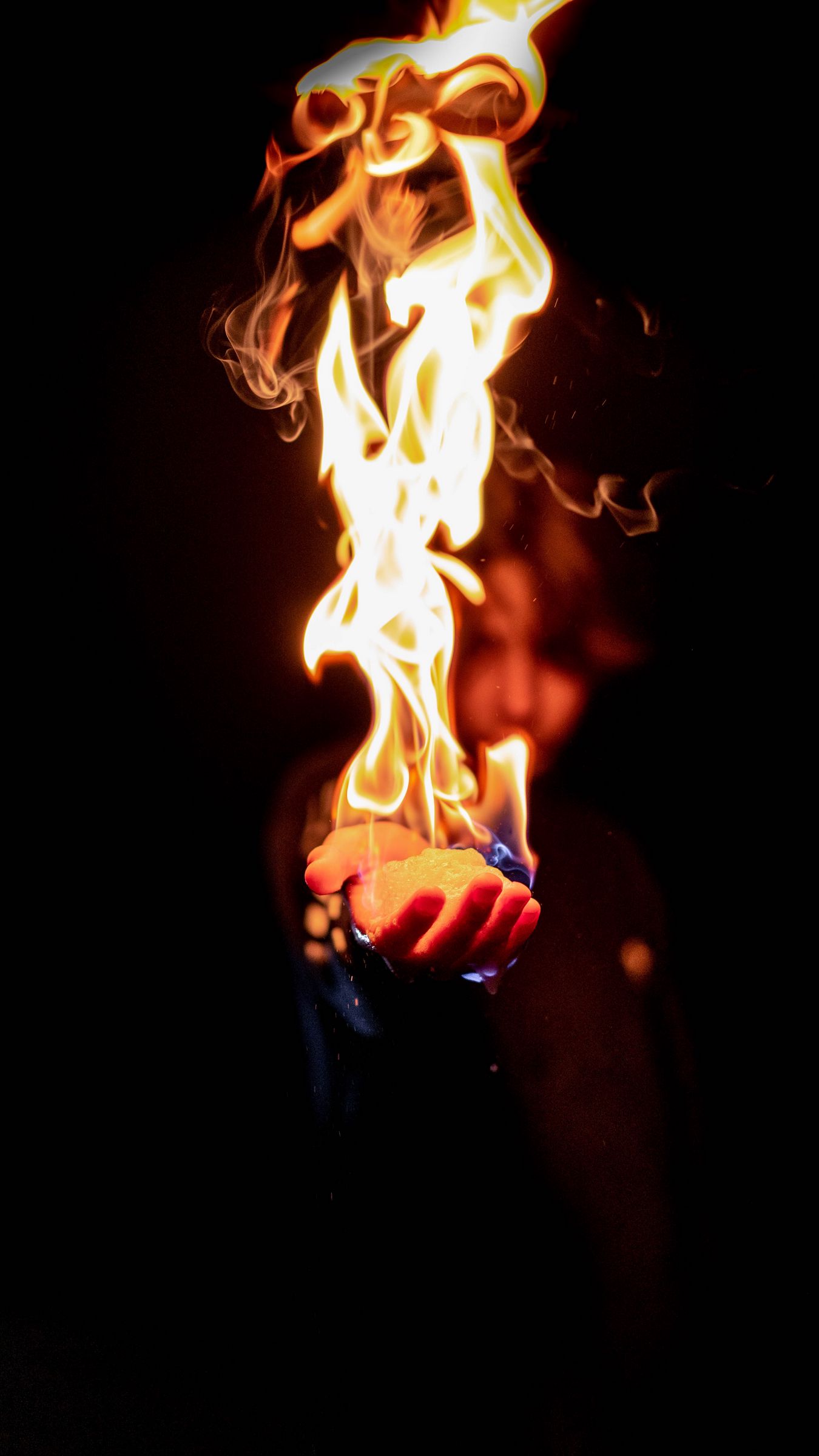 Wallpaper Flame Fire Hand Man Dark iPhone