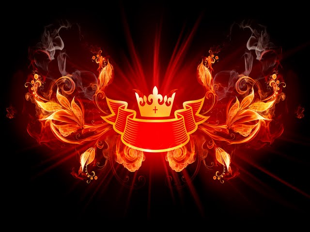 Ribbon Crown Fiery Flower Fire Effect Illustration