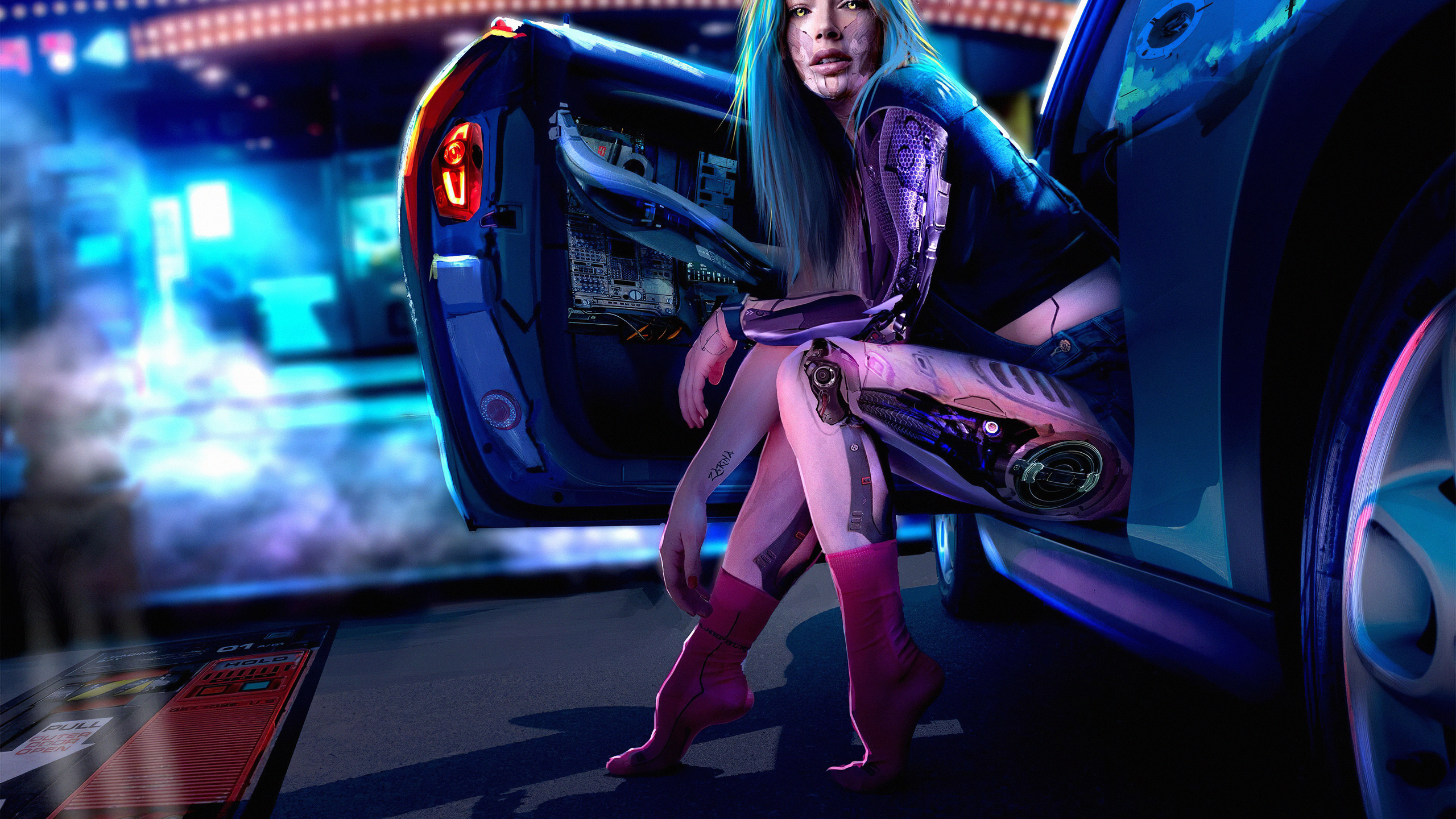 Cyberpunk Girl With Car4k 1440p Resolution HD 4k Wallpaper Image Photos