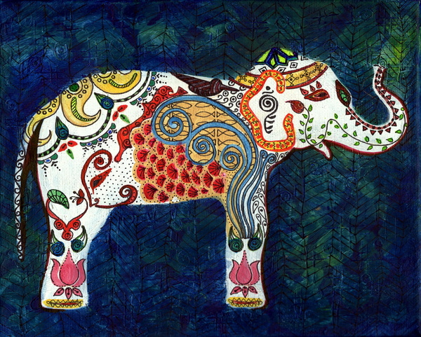 Queen Elephant India Inspired Exotic Art Print Limited Edition