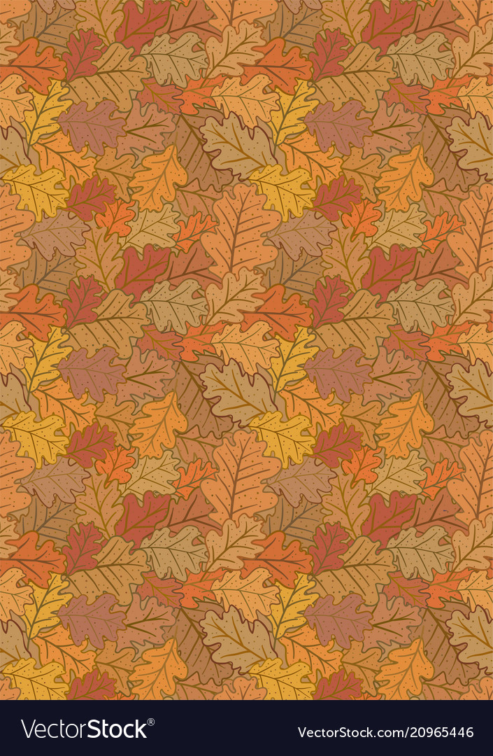 Vertical Natural Background With Autumn Oak Leaves