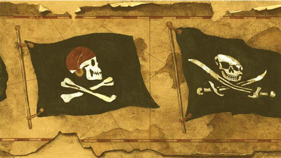 Vintage Pirate Flag Worn Wallpaper Border   The Frog and the Princess 570x321