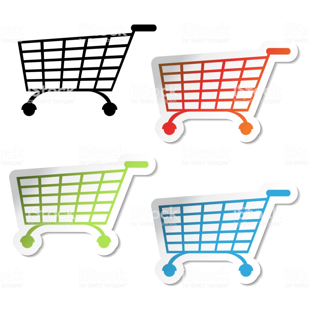 Vector Simple Shopping Cart Trolley With Shadow On White