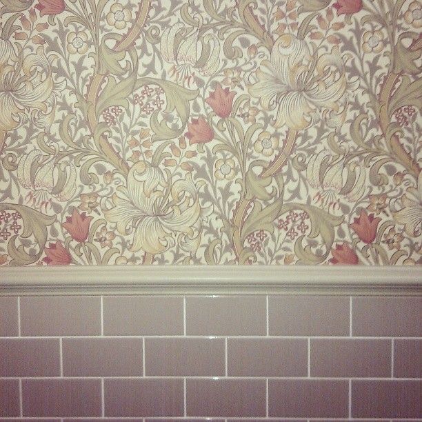 Subway Tiles Floral Wallpaper La Toilette