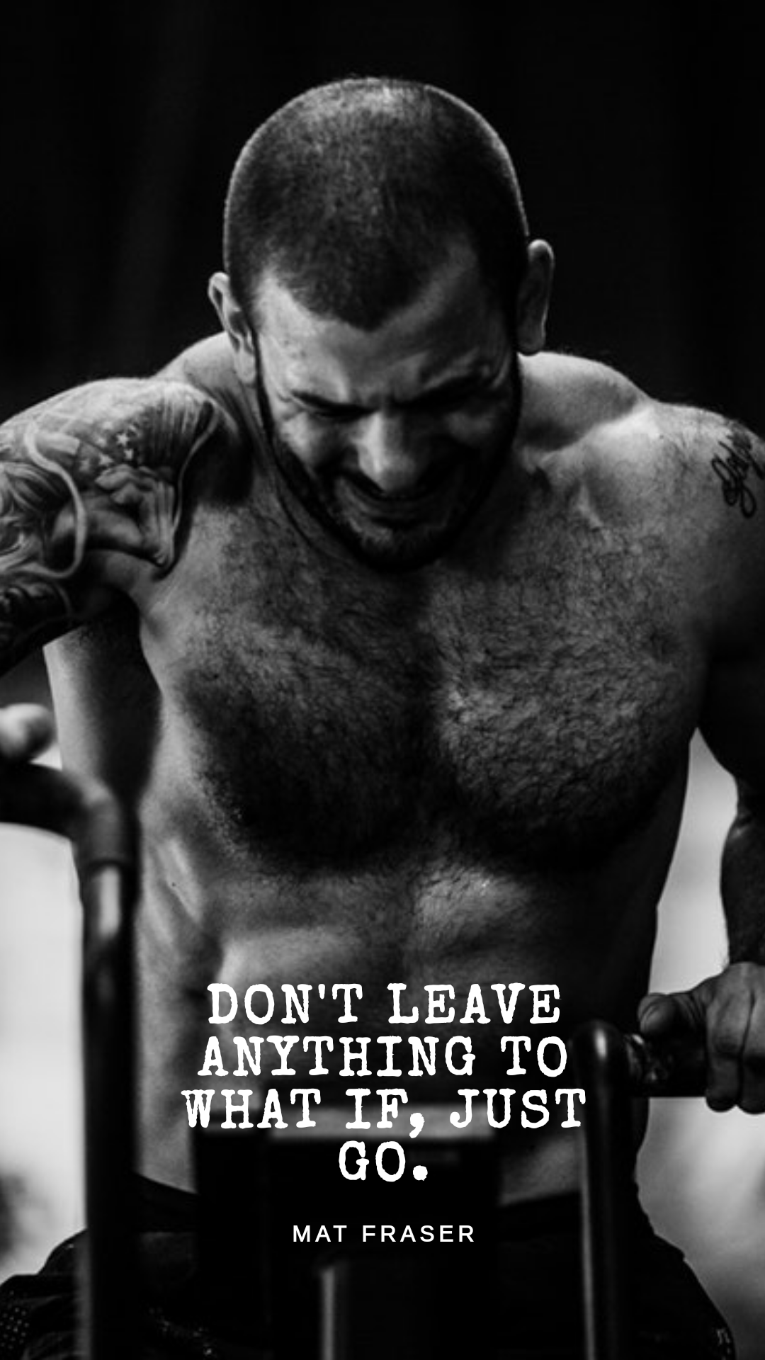 A black and white photo of Matt Fraser, a prominent CrossFit athlete, during an intense workout. He appears focused and determined, embodying the spirit of CrossFit
