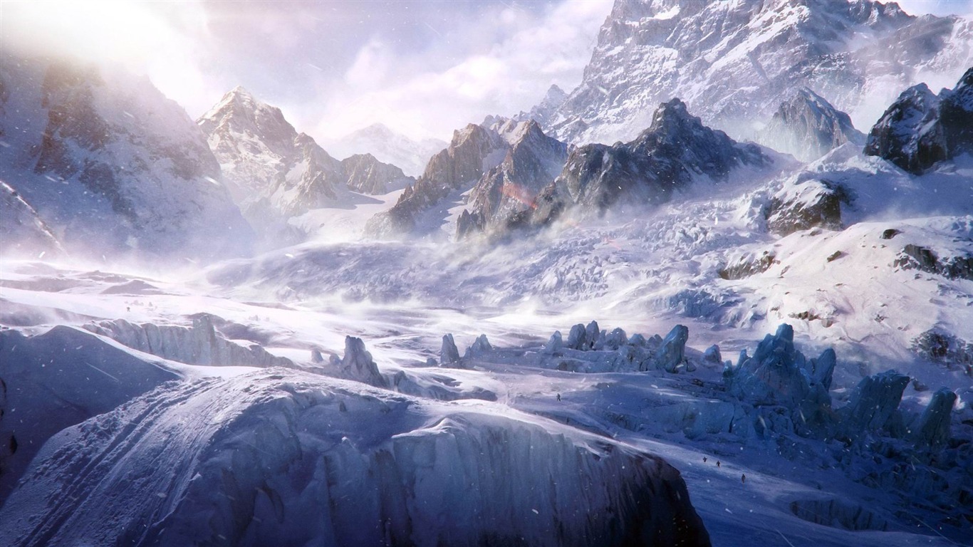 Snow Mountains Top Winter Scenery HD Wallpaper